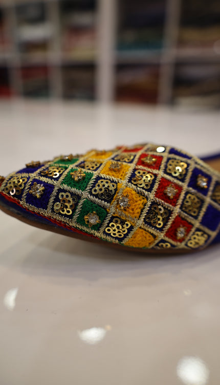 Dark Blue Colorful Khussa