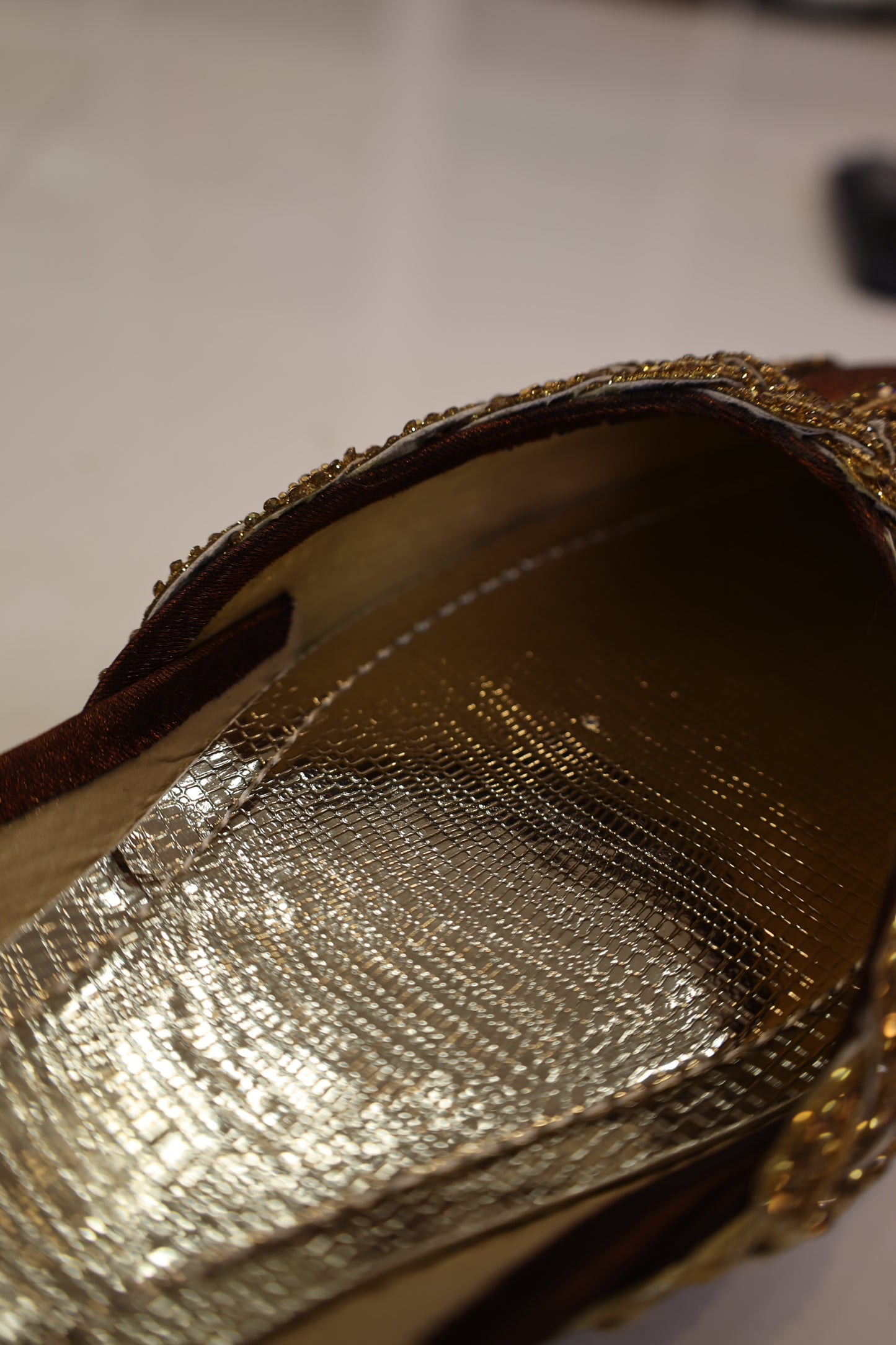 Marron/Brown Golden Embroidered Khussa