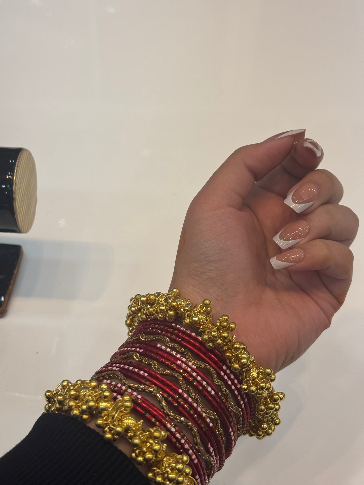 Dark red & Golden Bangles