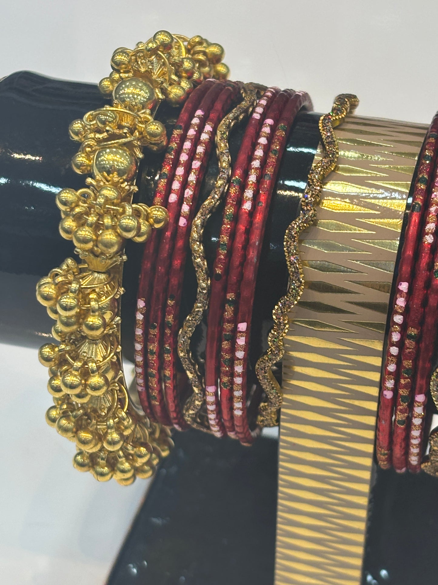 Dark red & Golden Bangles