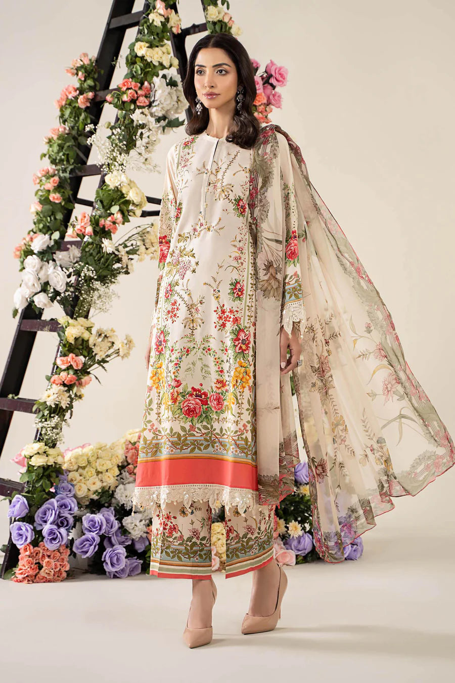3 Piece Stitched Embroidered Lawn Suit | MPT-2605-A