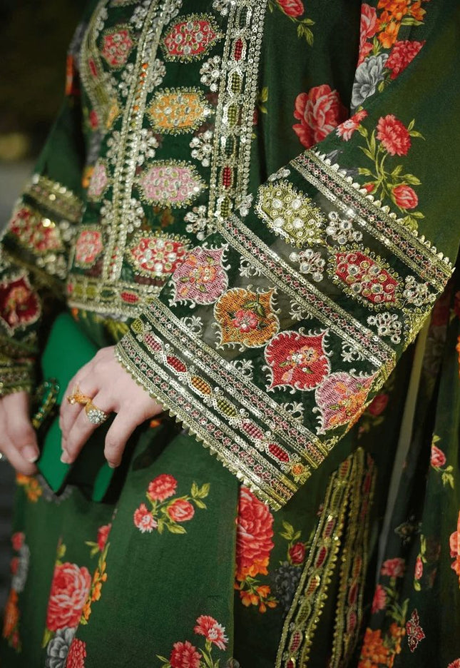 Green Floral Embroidered 3-Piece Suit