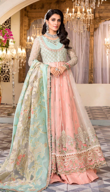 UNSTITCH MBROIDERED - Pearl White, Peach and Aqua
