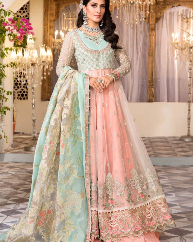 UNSTITCH MBROIDERED - Pearl White, Peach and Aqua