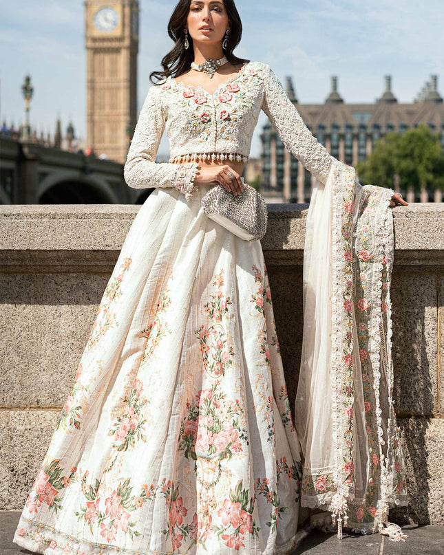 3 Piece Stitched Embroidered Raw Silk Suit
