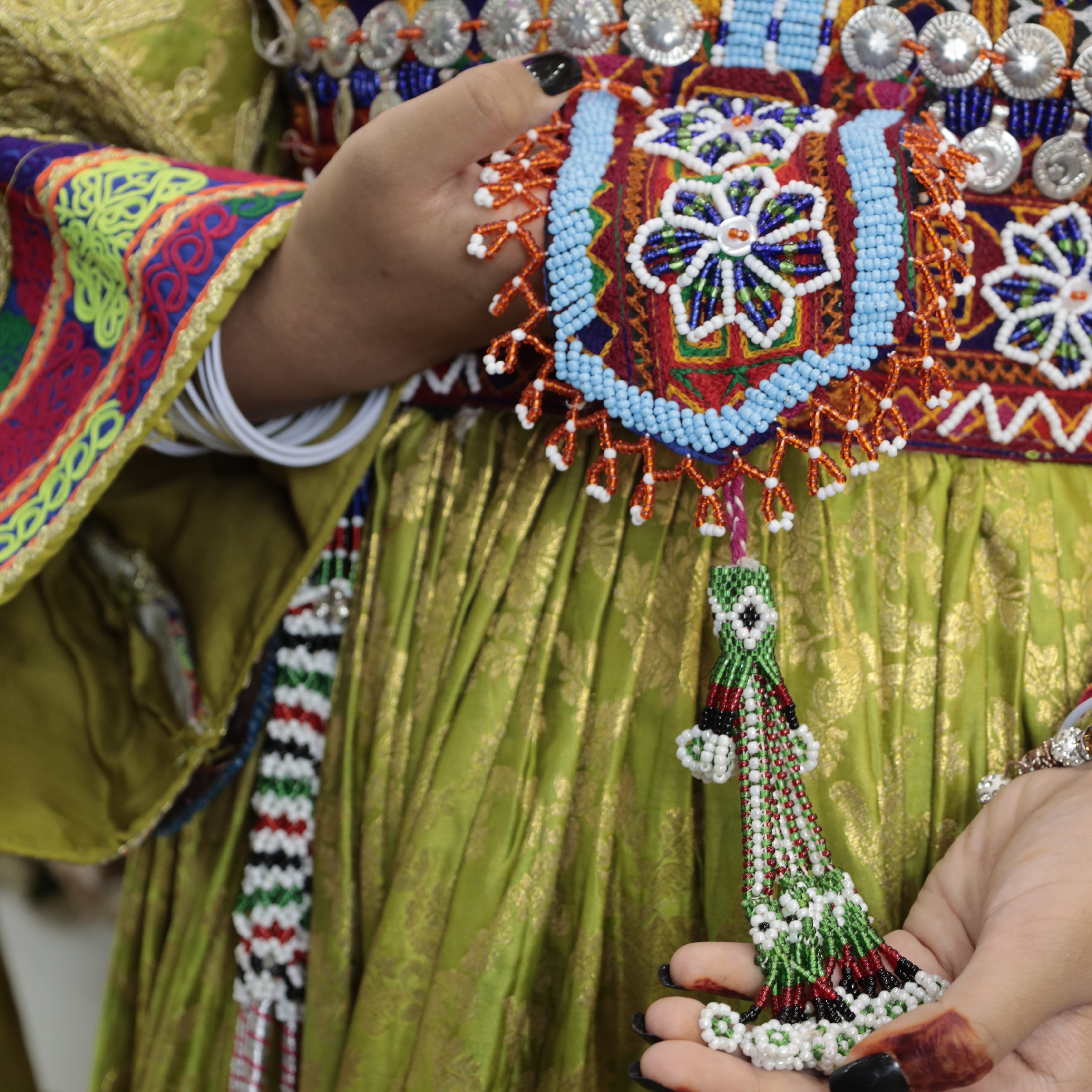 green balochi dress Green naqshi dupatta for wedding
