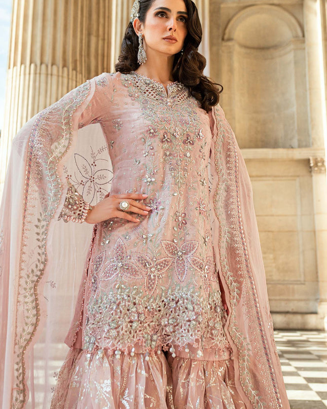 3 Piece Stitched Embroidered Raw Silk Suit