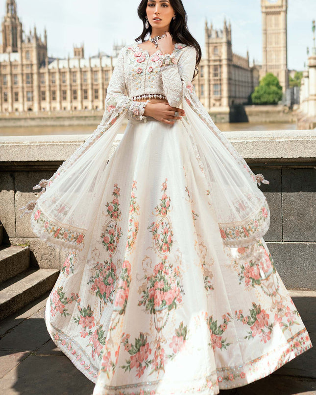 3 Piece Stitched Embroidered Raw Silk Suit