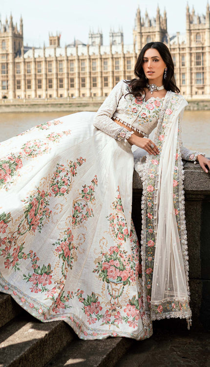 3 Piece Stitched Embroidered Raw Silk Suit