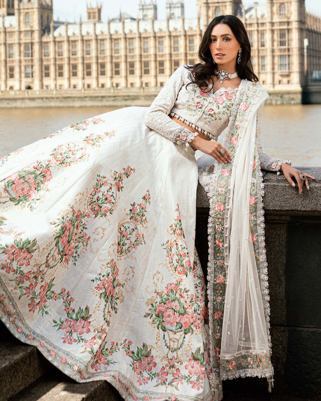 3 Piece Stitched Embroidered Raw Silk Suit