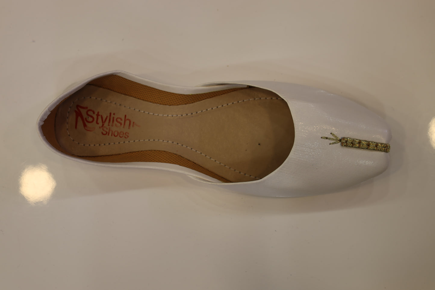 White hard Leather Khussa Embroider