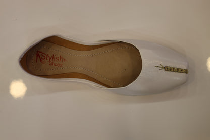 White hard Leather Khussa Embroider