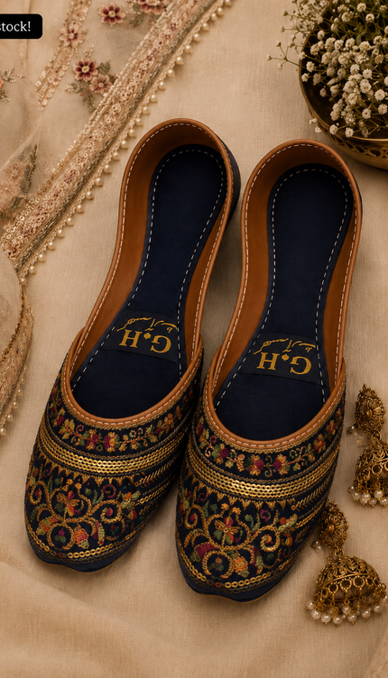 Navy Blue Designed Khussa