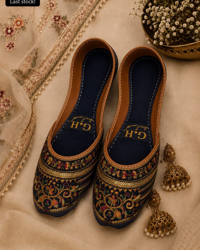 Navy Blue Designed Khussa