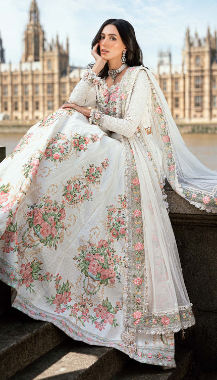 3 Piece Stitched Embroidered Raw Silk Suit