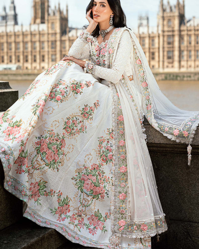 3 Piece Stitched Embroidered Raw Silk Suit