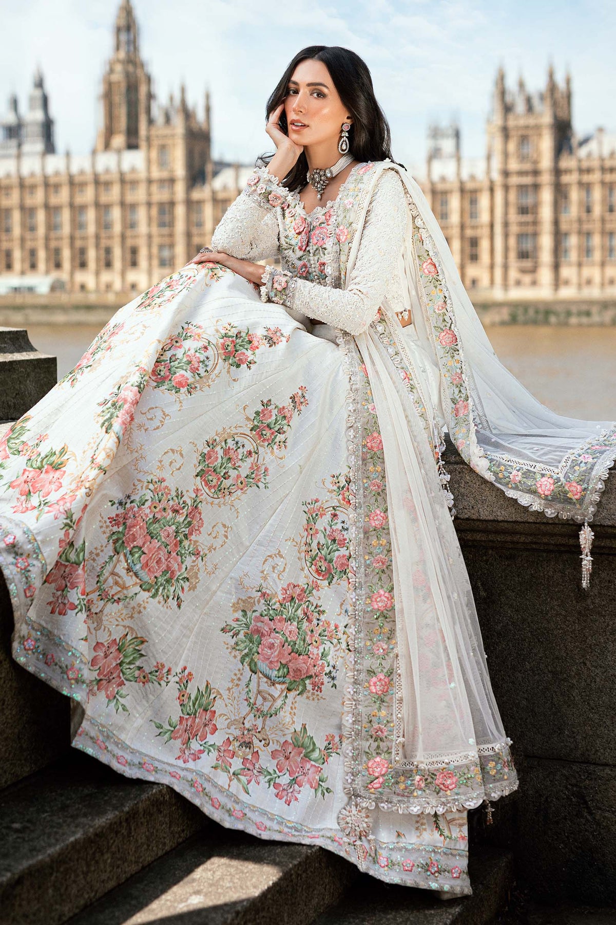 3 Piece Stitched Embroidered Raw Silk Suit