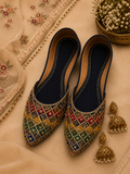 Dark Blue Multicolor Khussa