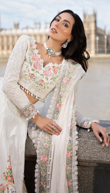 3 Piece Stitched Embroidered Raw Silk Suit