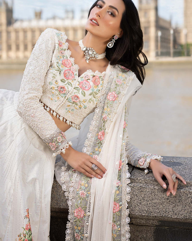 3 Piece Stitched Embroidered Raw Silk Suit