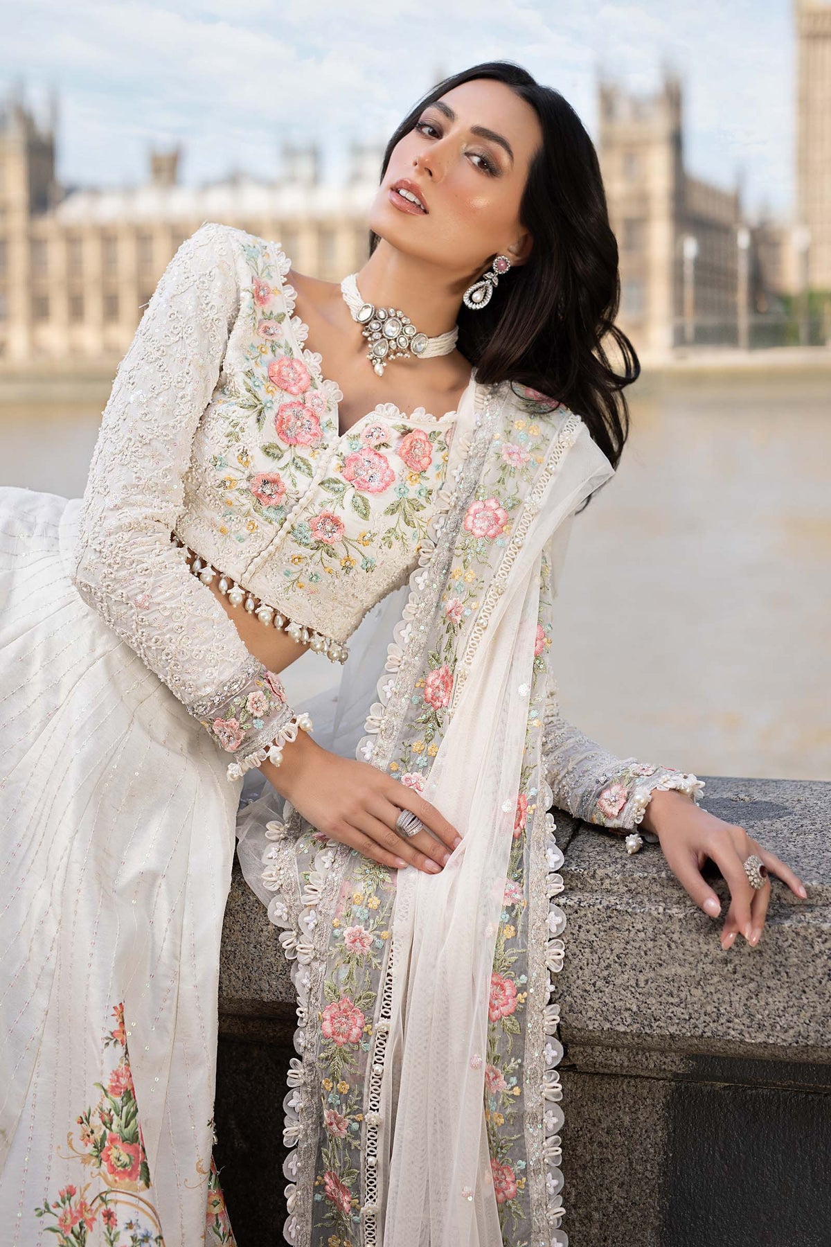 3 Piece Stitched Embroidered Raw Silk Suit