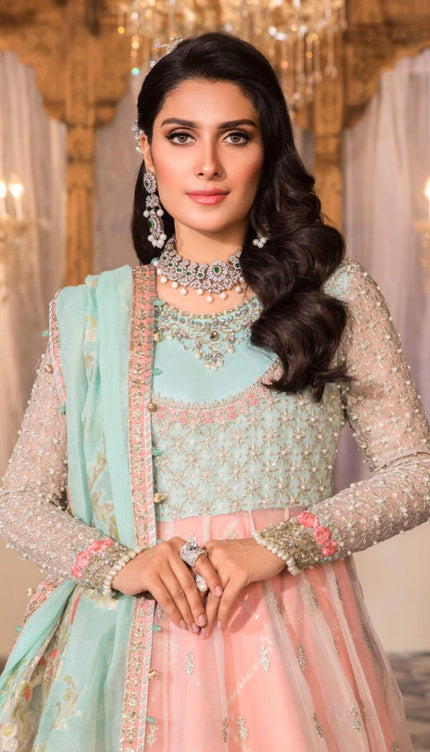 UNSTITCH MBROIDERED - Pearl White, Peach and Aqua