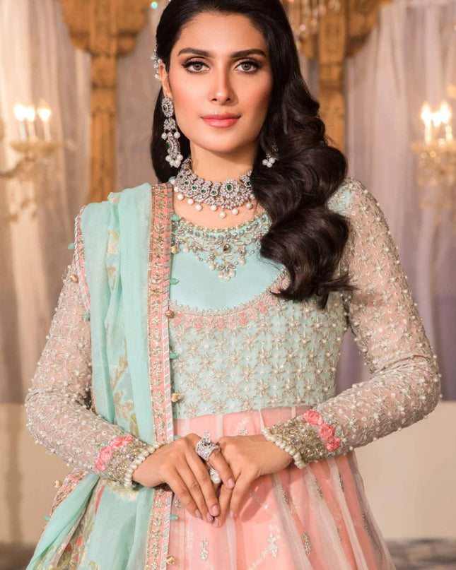 UNSTITCH MBROIDERED - Pearl White, Peach and Aqua