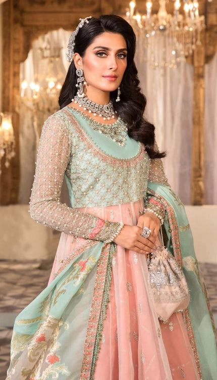 UNSTITCH MBROIDERED - Pearl White, Peach and Aqua