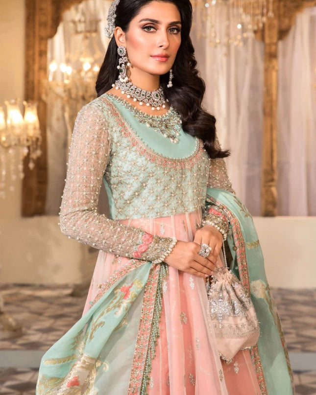 UNSTITCH MBROIDERED - Pearl White, Peach and Aqua