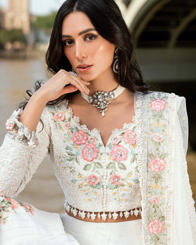 3 Piece Stitched Embroidered Raw Silk Suit