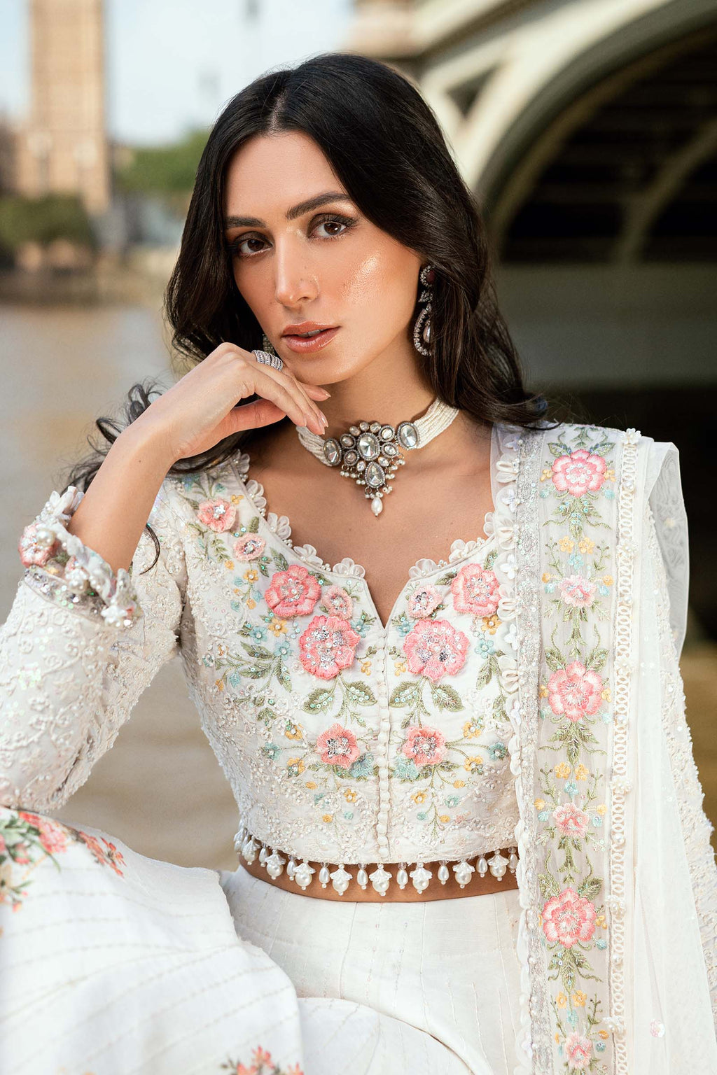 3 Piece Stitched Embroidered Raw Silk Suit