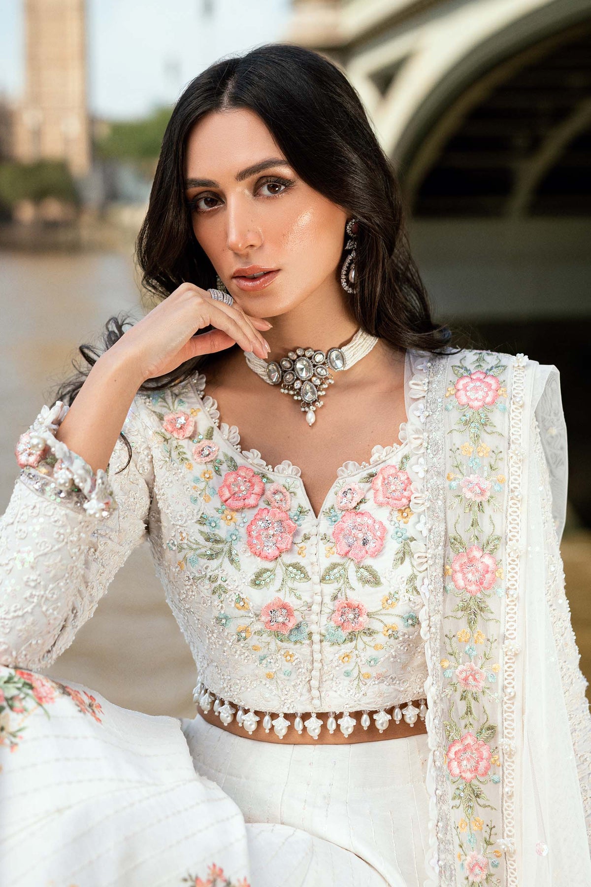 3 Piece Stitched Embroidered Raw Silk Suit