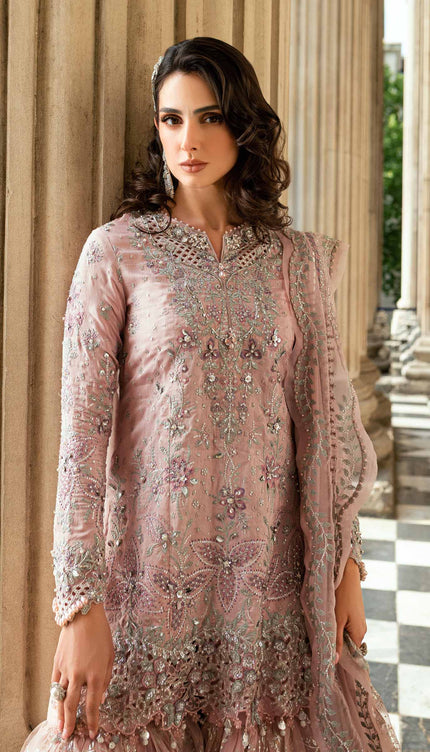 3 Piece Stitched Embroidered Raw Silk Suit