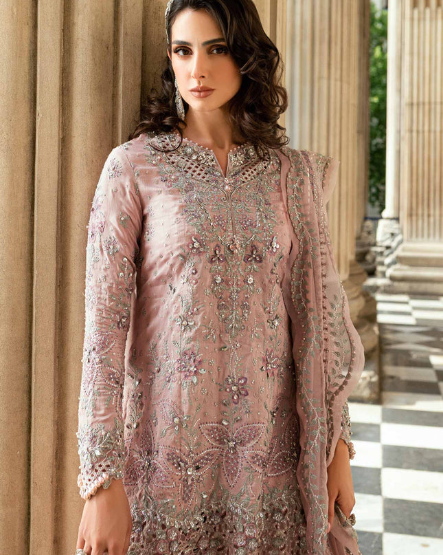 3 Piece Stitched Embroidered Raw Silk Suit