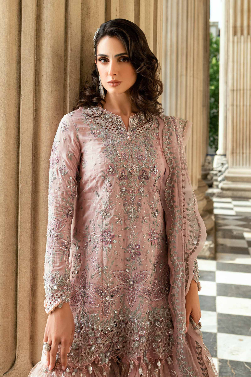 3 Piece Stitched Embroidered Raw Silk Suit
