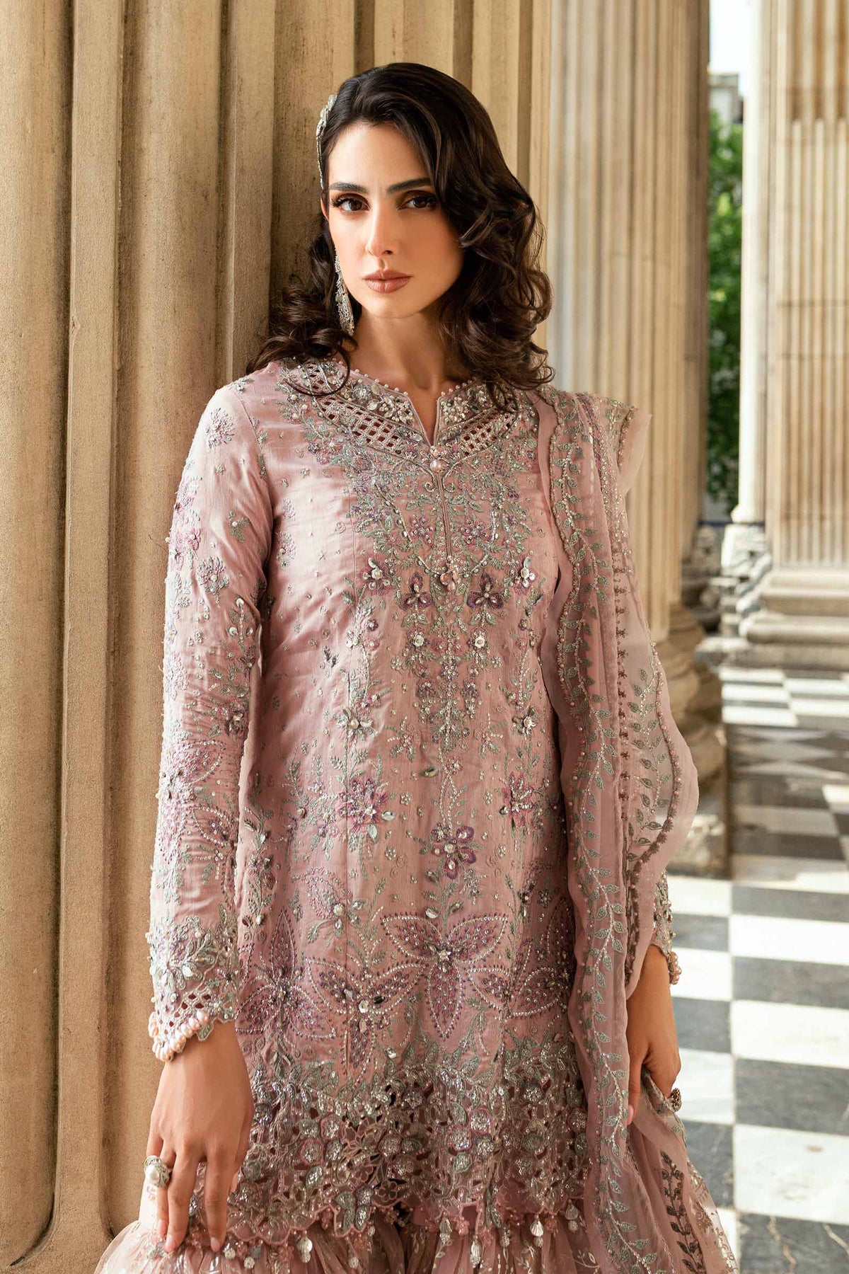 3 Piece Stitched Embroidered Raw Silk Suit