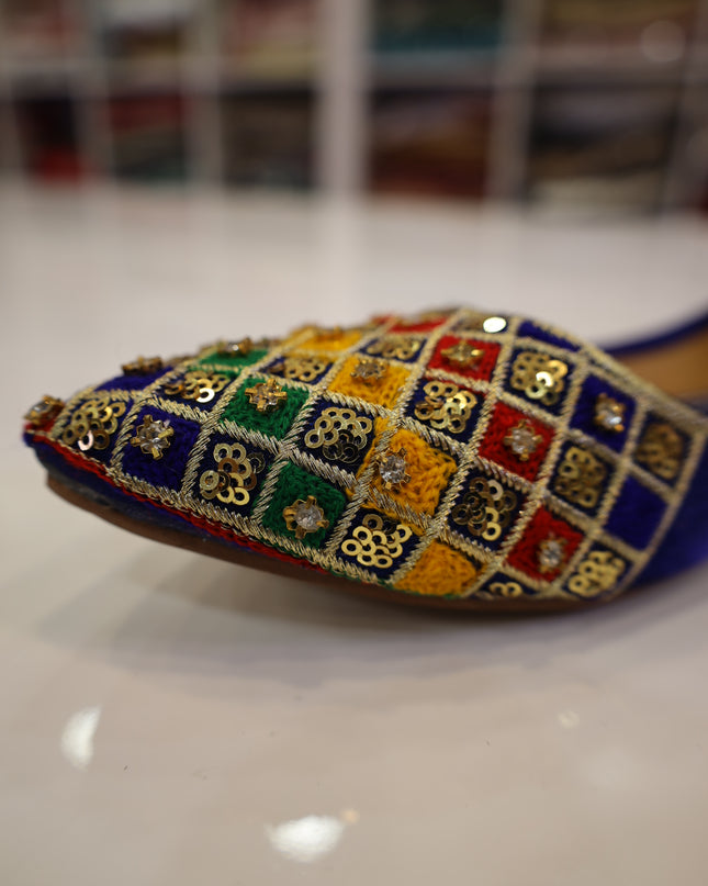 Dark Blue Colorful Khussa