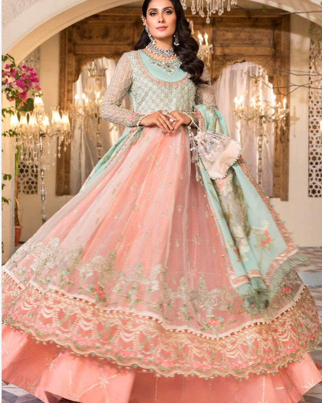 UNSTITCH MBROIDERED - Pearl White, Peach and Aqua
