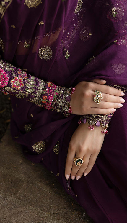 Stitched Embroidered Chiffon Saree