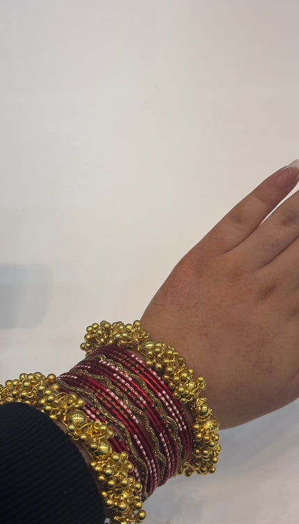 Dark red & Golden Bangles