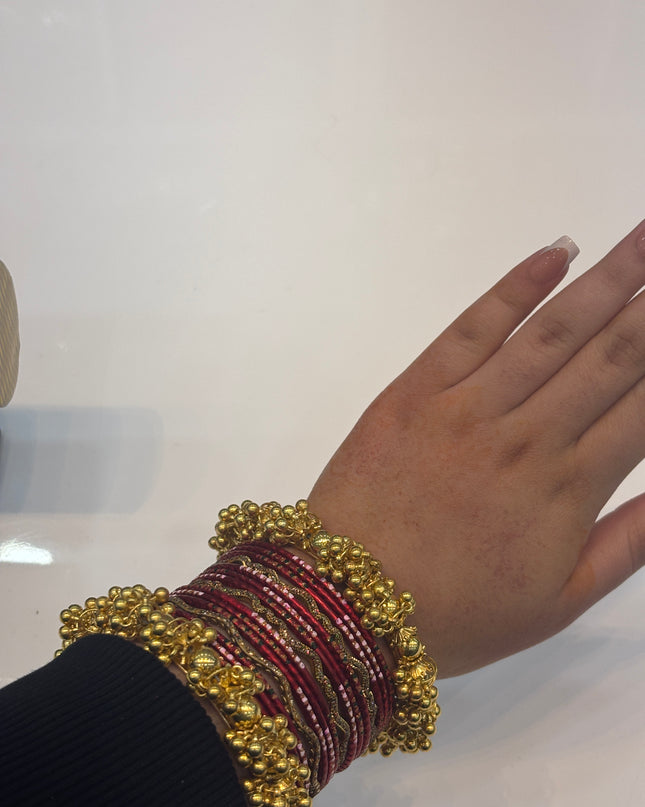 Dark red & Golden Bangles