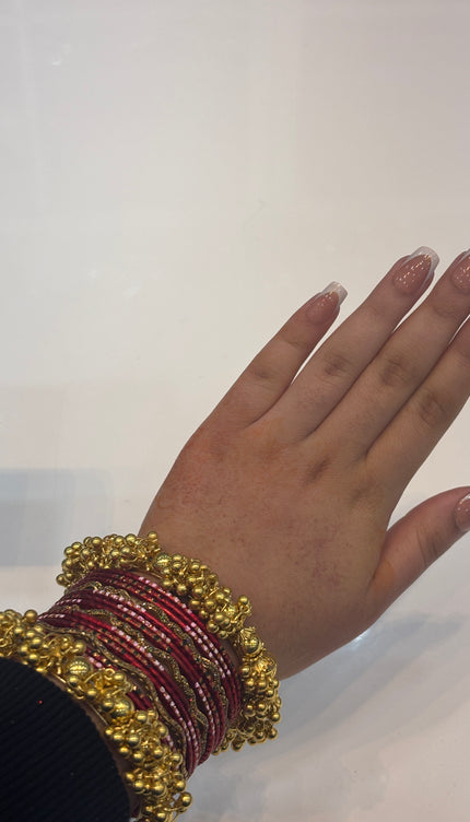 Dark red & Golden Bangles