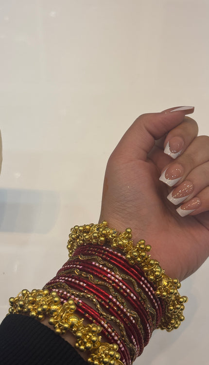 Dark red & Golden Bangles