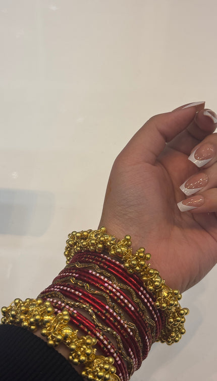 Dark red & Golden Bangles