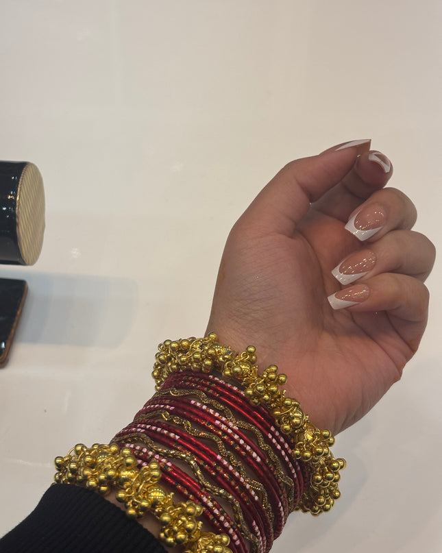 Dark red & Golden Bangles