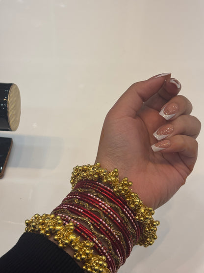Dark red & Golden Bangles