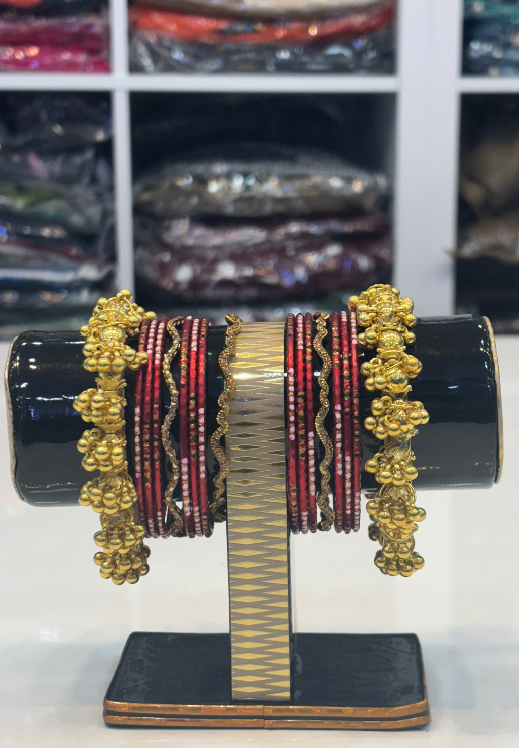 Dark red & Golden Bangles