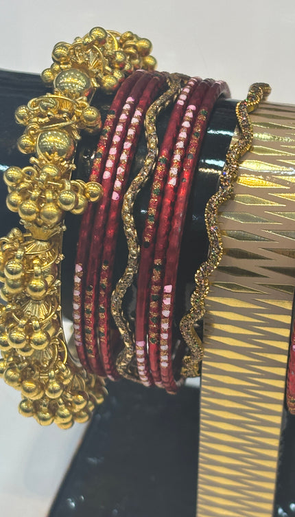 Dark red & Golden Bangles