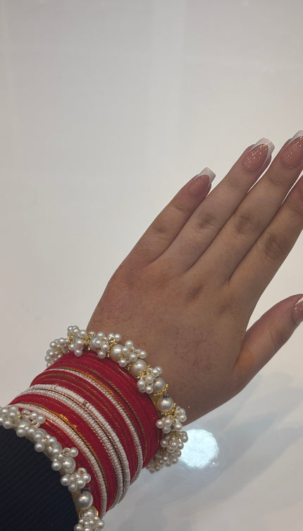 Velvet, Red & White Bangles