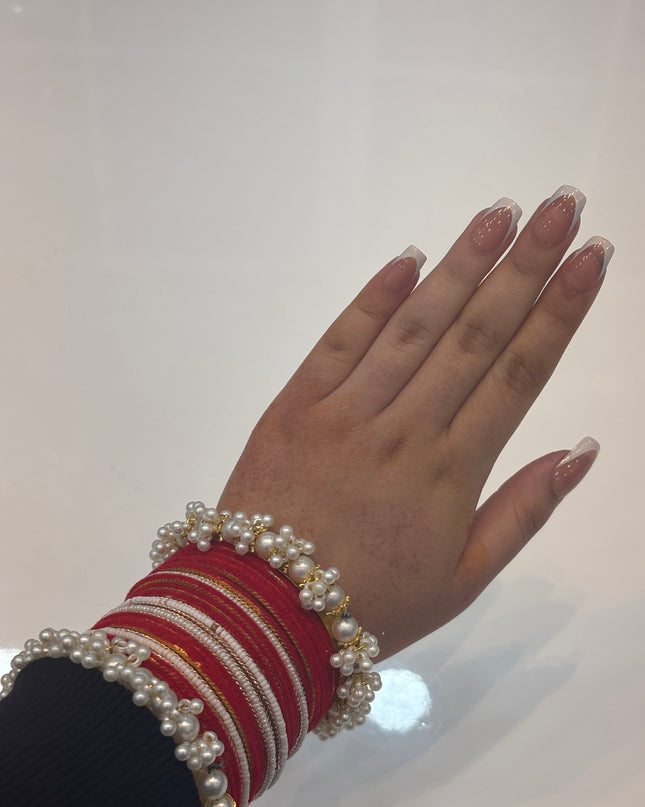 Velvet, Red & White Bangles